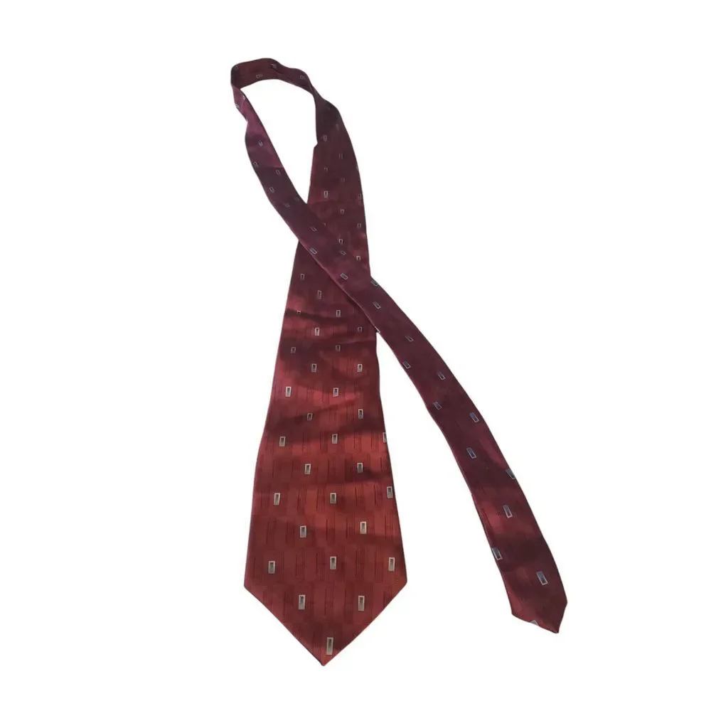 Barrington Mens Tie Necktie Designer Luxury Burgundy Black Blue Geometric‎